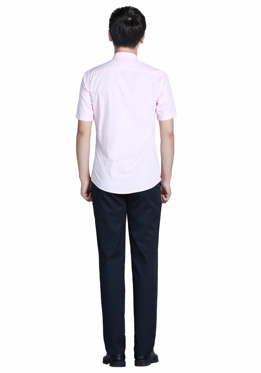 粉色立领商务短袖衬衫